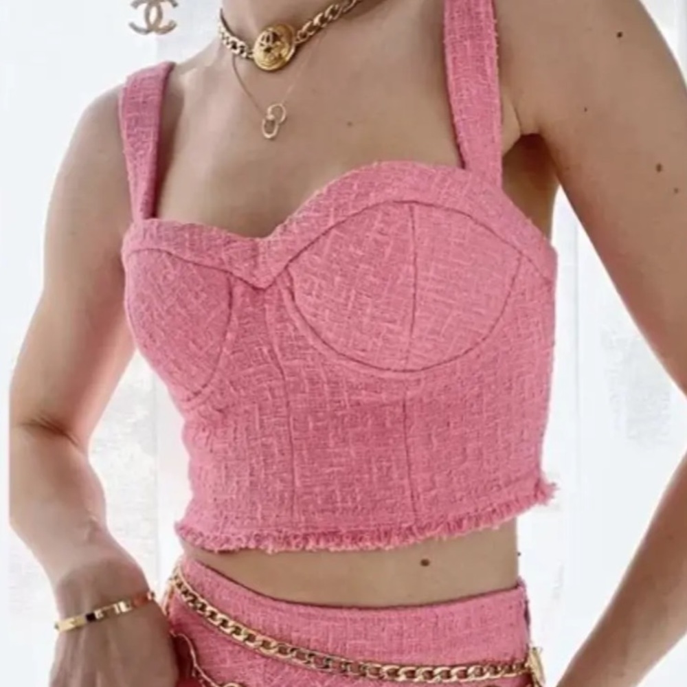 Zara Pink Textured Crop Top